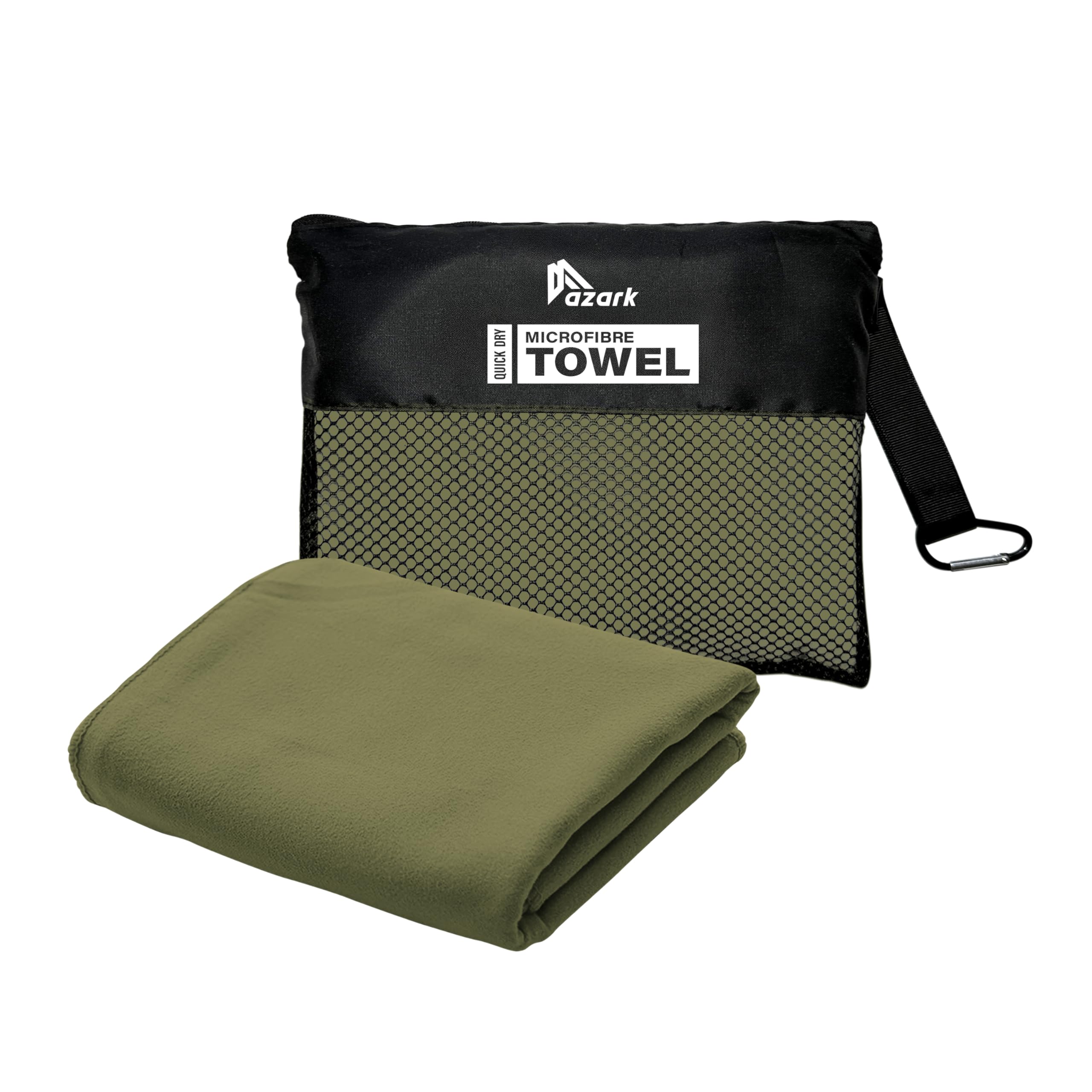 azark Microfibre Towel – Quick Dry, Lightweight & Super Absorbent – Gym, Travel, Yoga, Camping & Beach – Soft & Durable – Multiple Sizes (Dark Green, X Large)