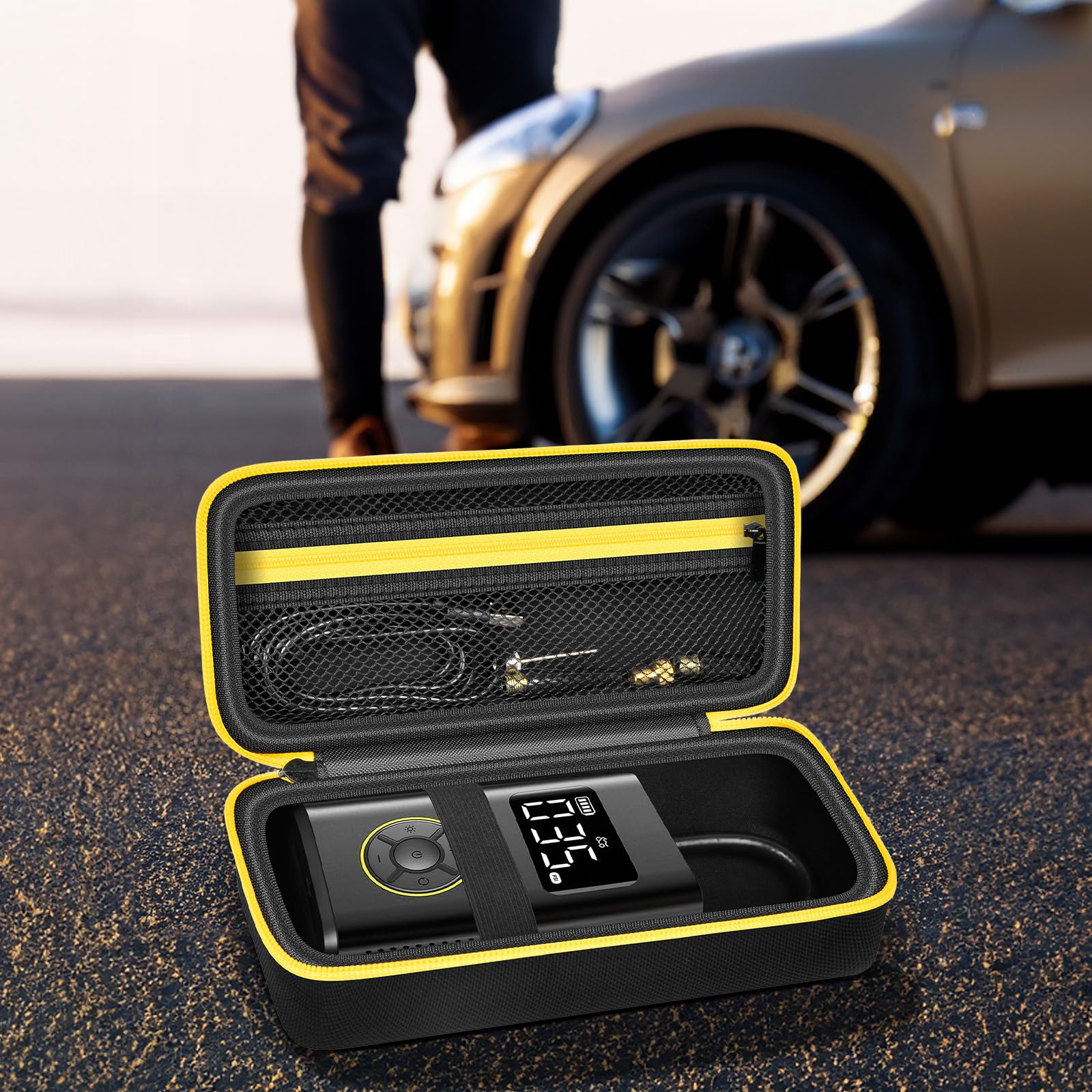 Gehäuse kompatibel mit Fanttik X9 Pro tragbaren Reifenablaser für Motorrad, auch für Xiaomi elektrischen Luftkompressor 2 / 1S, Inflate Bike Pump Box Halten Luftrohr(nur Tasche)