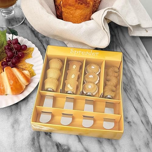 Miniatura 5 de Supreme Housewares Esparcidores de queso de macarons de lavanda, asas de resina pintadas a mano con cuchillas de acero inoxidable para untar queso