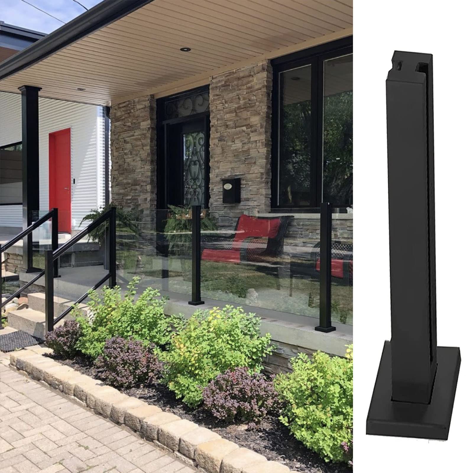 Set di pali per balaustre e recinzioni in acciaio inox con supporti in vetro per una sicurezza sicura di piscine e ponti, elegante sistema di guardia per esterni
