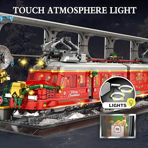 Miniatura 2 de ZYLEGEN Kit de construcción de tren de Navidad con pista de tren, juego de tren de Navidad con muñeco de nieve, relleno de calcetines para niños,