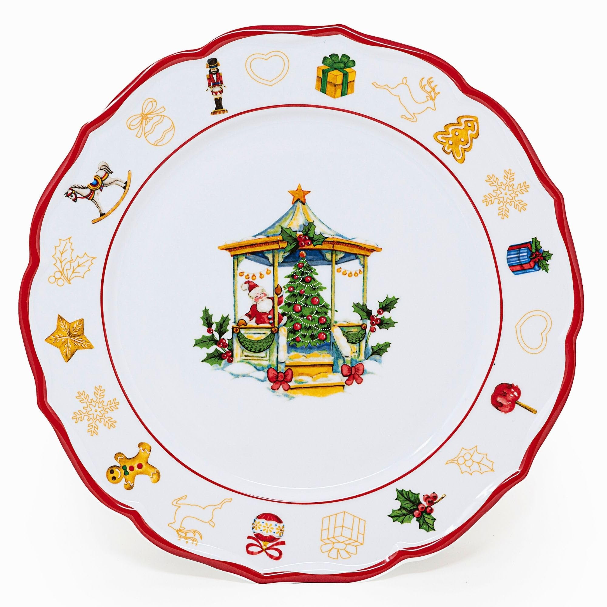 NAMAI - Piatto Panettone Natalizio 33 CM, Porcellana Resistente, Eleganza Natalizia, Adatto In Lavastoviglie e Microonde, Piatti Natalizi, Idea Regalo (Piatto Panettone)