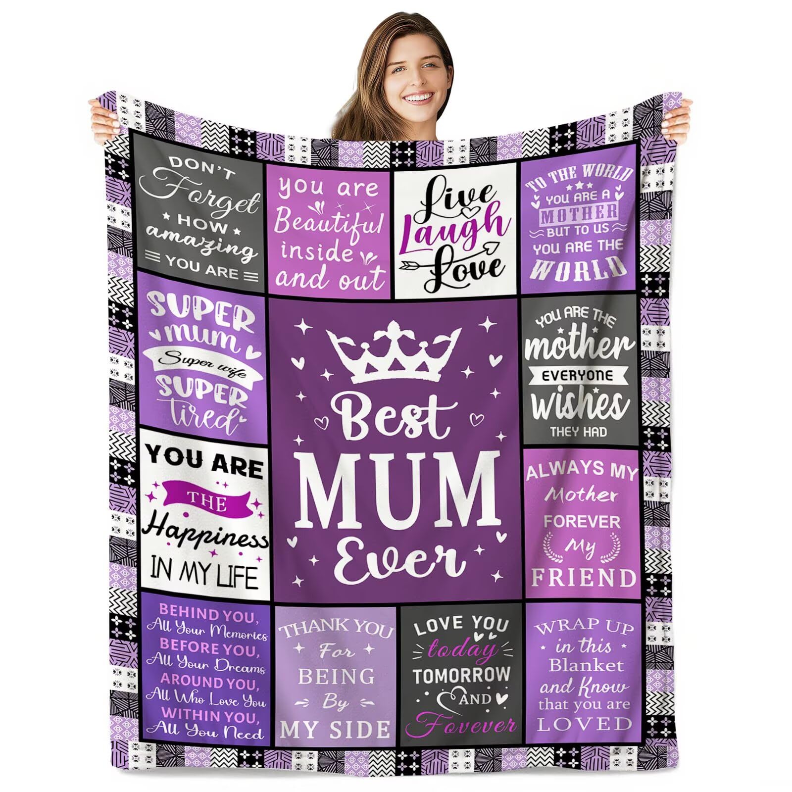 Aeoauter Mum Birthday Gifts 150 x 130 cm | Soft Flannel Throw Blanket Gifts for Mum on Her Birthday, Presents for Mummy, Best Gifts for Mum from Daughter Son on Christmas Thanksgiving Mothers Day