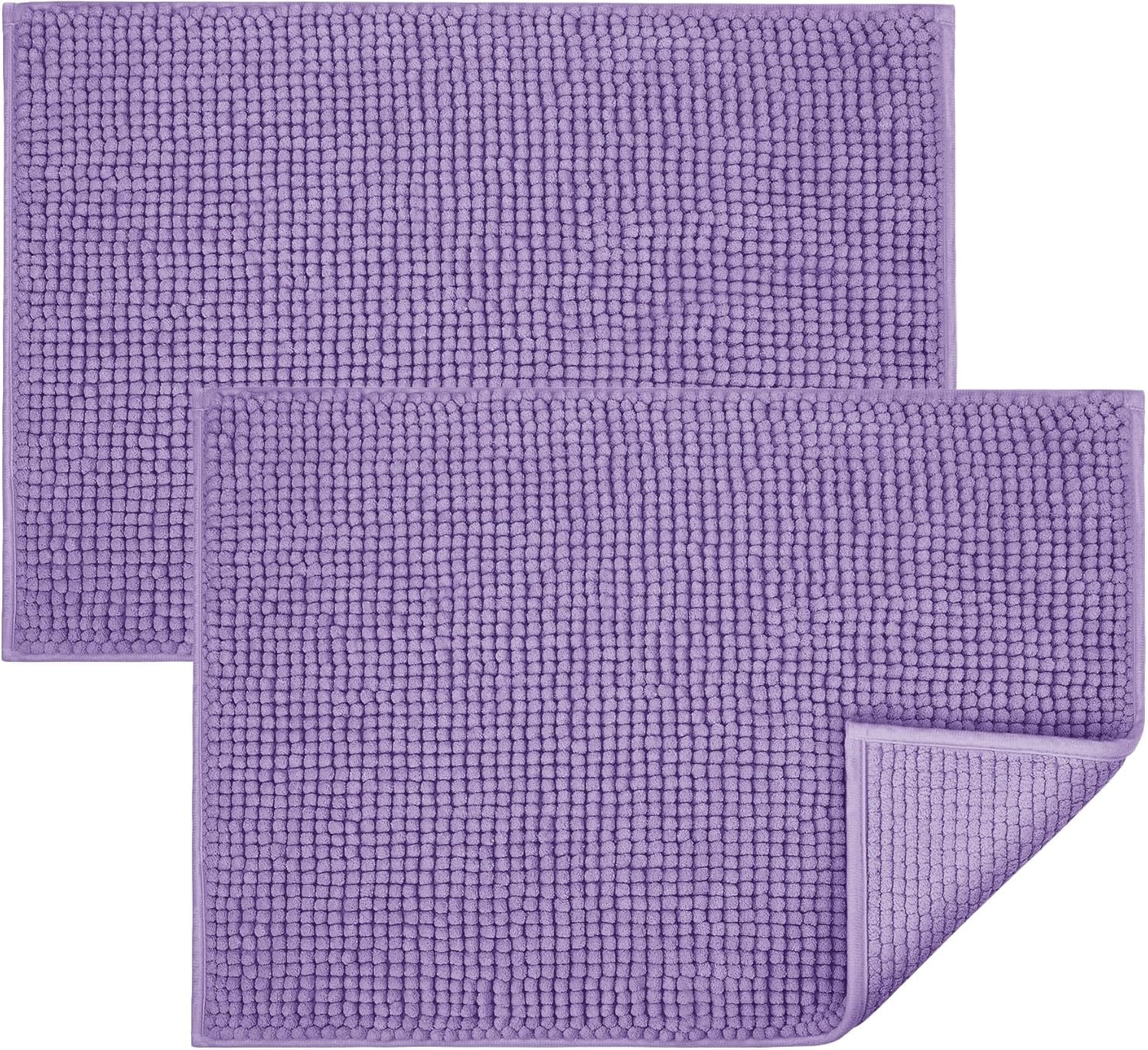 Moonlight Bedding Lilac Bath Mat Non Slip Anti Mould – 2 Pack Chenille Bathroom Mat 60x90cm Machine Washable Shower Mat — image 1