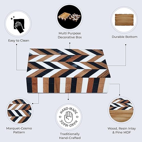 Miniatura 3 de Handicrafts Home Colección Cosmo - Joyero decorativo hecho a mano para recuerdos, baratijas y decoración del hogar, caja para almacenamiento de