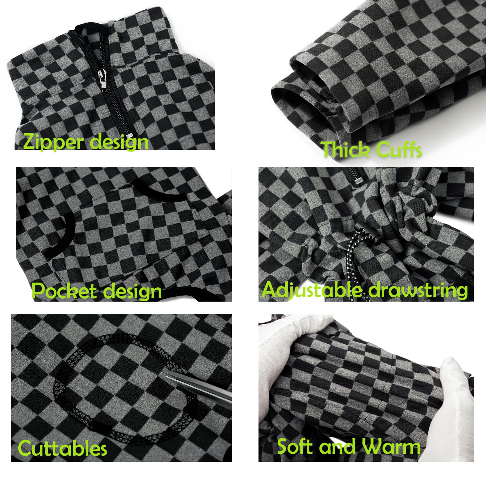 BT Bear Dog Winter Coat, Warm Fleece Dog Cold Weather Coats, Plaid Dog Pajamas, Pullover Dog Jumpsuit - Image 4