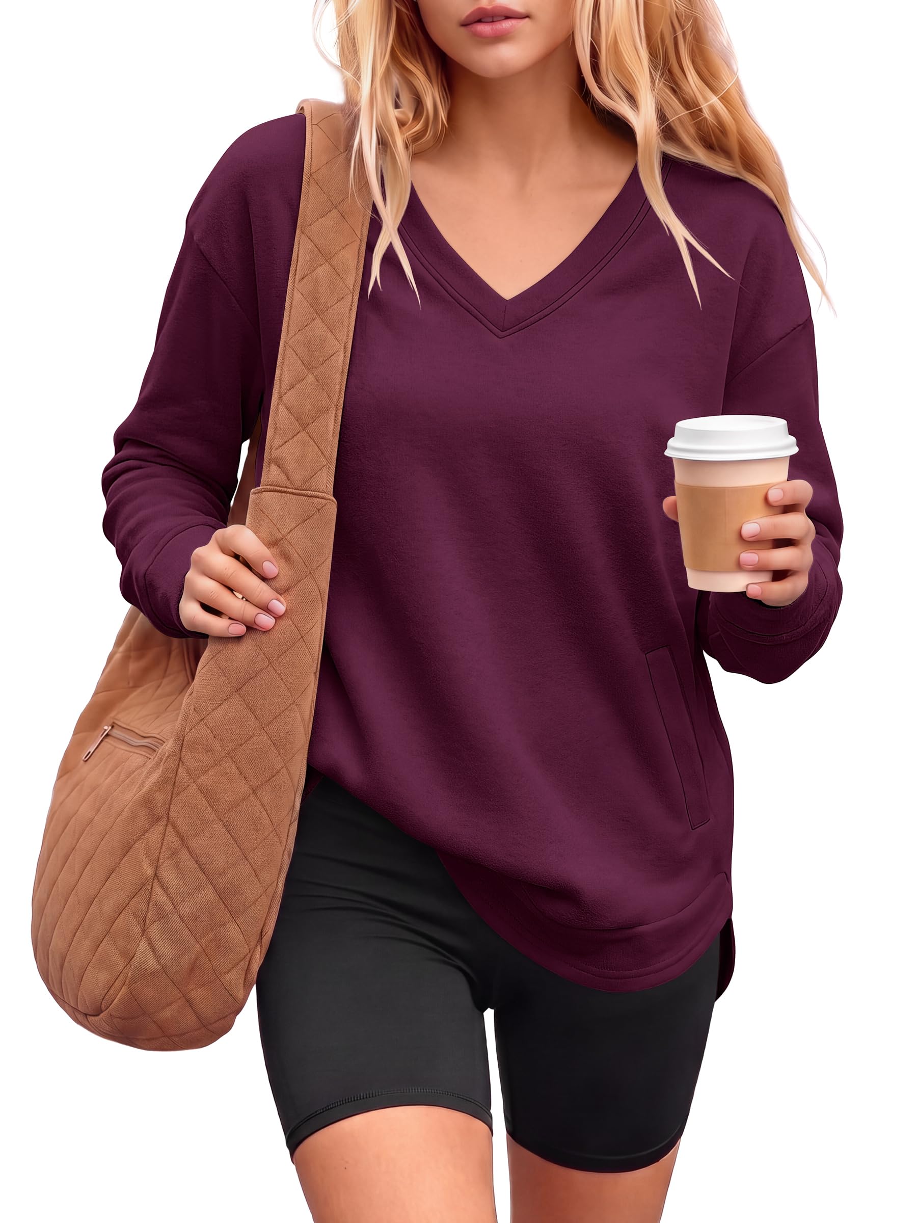 ANRABESS Women Fleece Thermal Shirts Lightweight Long Sleeve Tunic Top