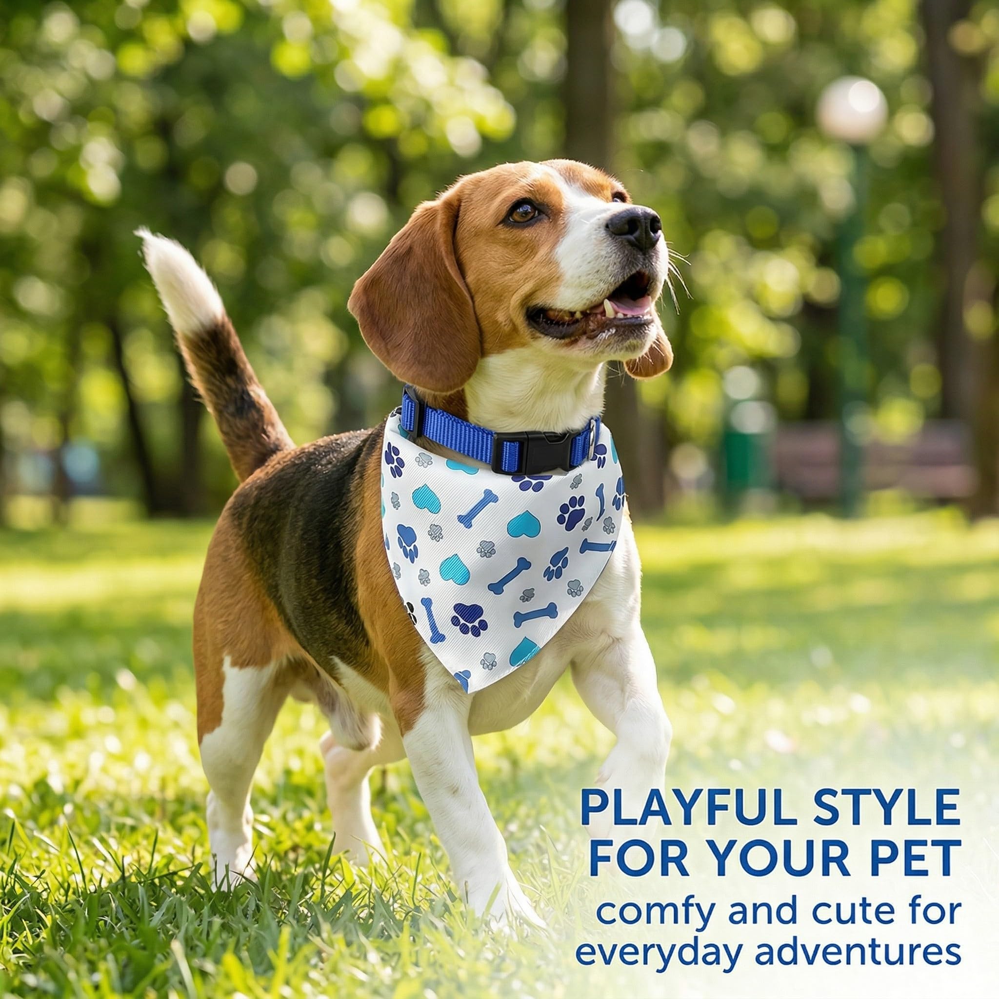 Bandana Triangolare per Cani Piccoli Medi con Motivo Osso Cuore Poliestere