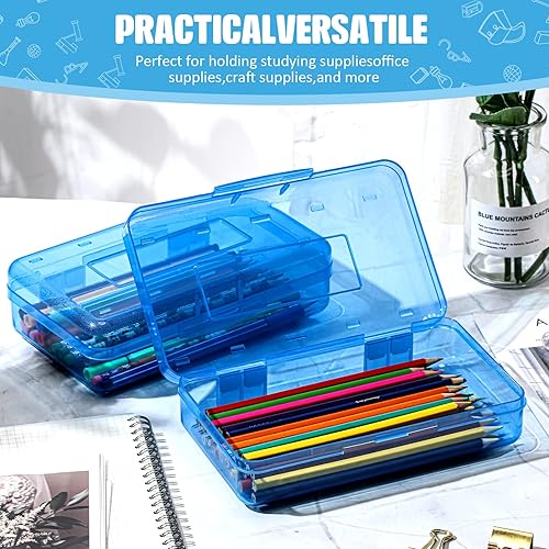 Miniatura 3 de Fainne Paquete de 24 cajas de lápices transparentes de gran capacidad, apilables, de plástico, para manualidades, cajas organizadoras a granel,