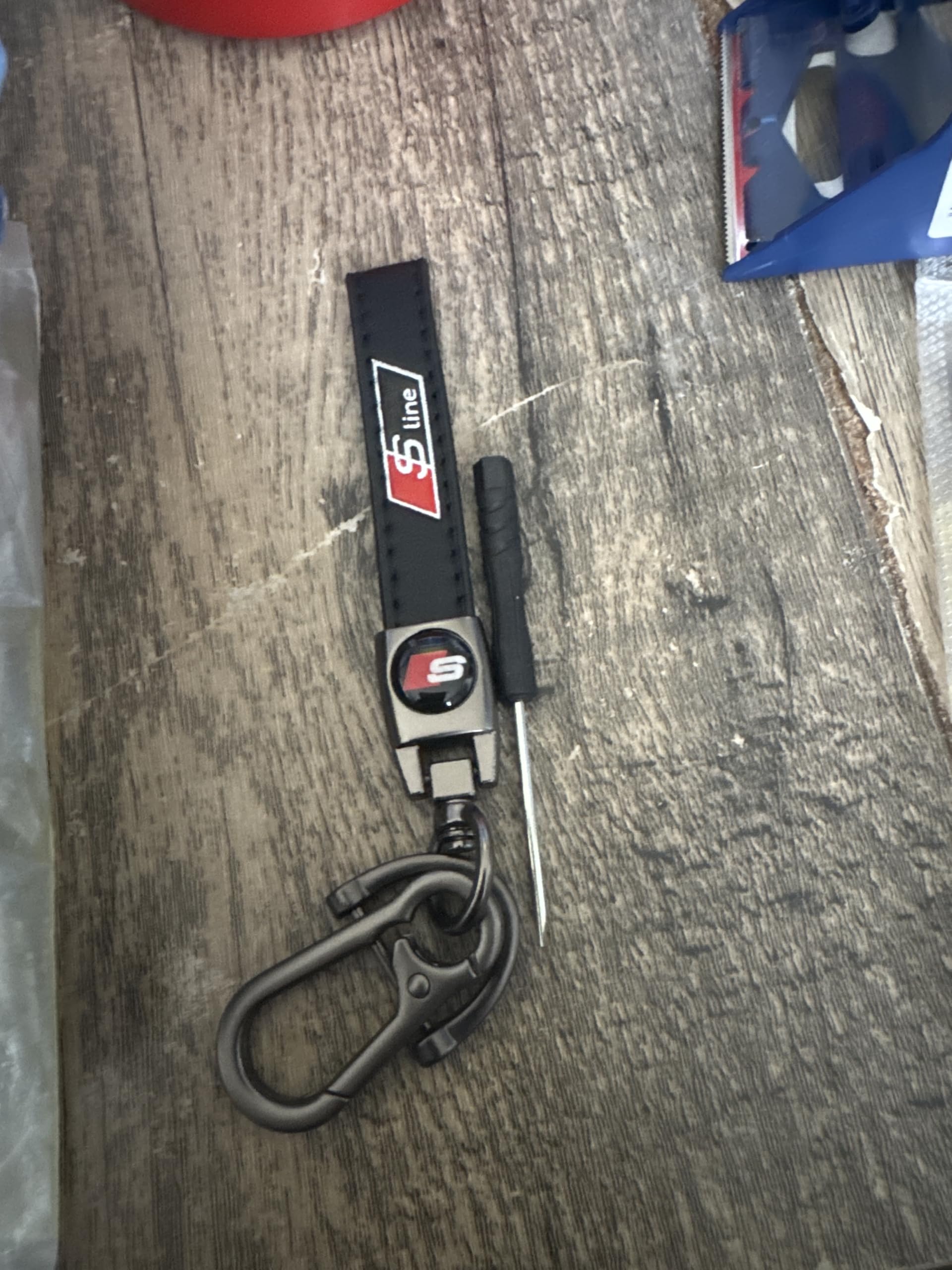 Genuine Leather Key Chain for Audi S Line Keychain KeyRing for Men and Woean Accessories Black