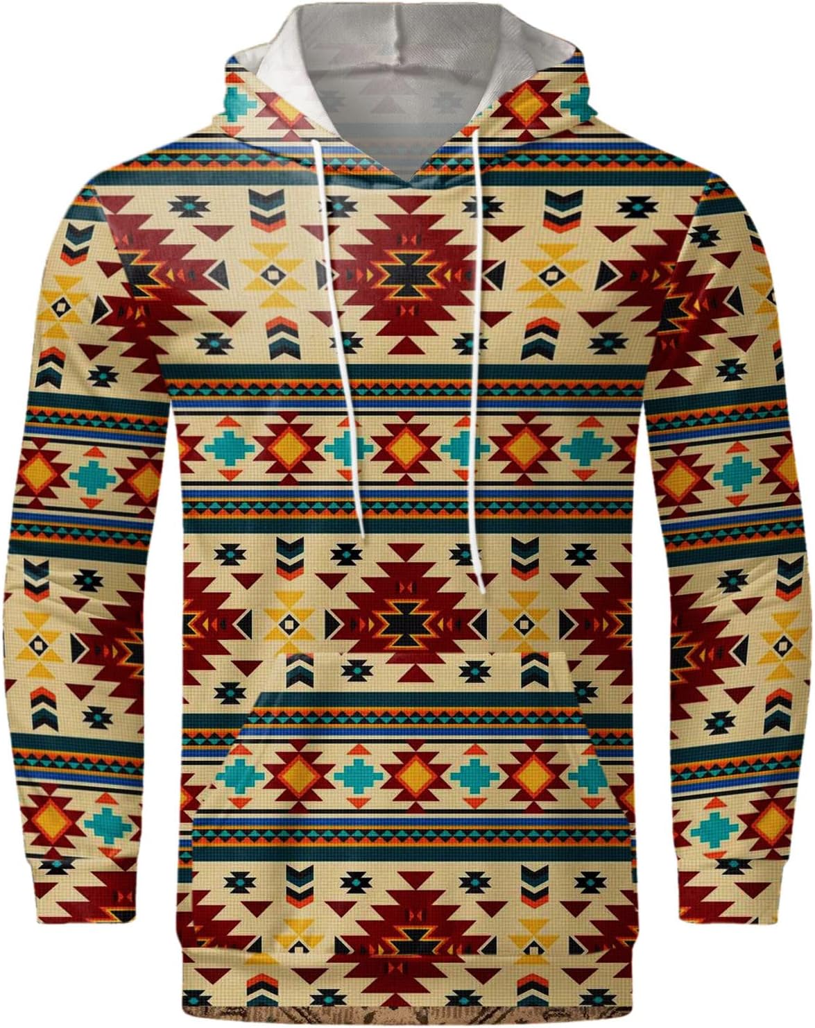 Western Aztec Hoodies for Men Oversized Causal Ethnic Style Sweatshirt Hoodie Lightweight Cozy Loose Fit Hooded Pullover