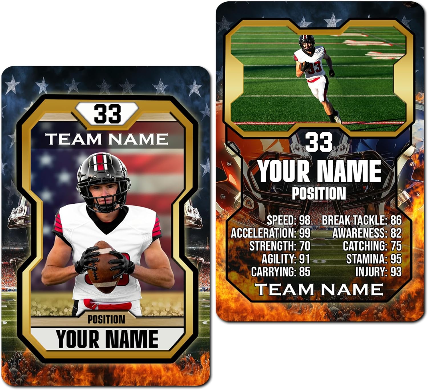 Custom Football Trading Card – Personalized Sports Card with Photo & Stats – Custom Name Gift for Collectors, Men, Boys – Unique Keepsake for Sports Lovers (Football Card 06)