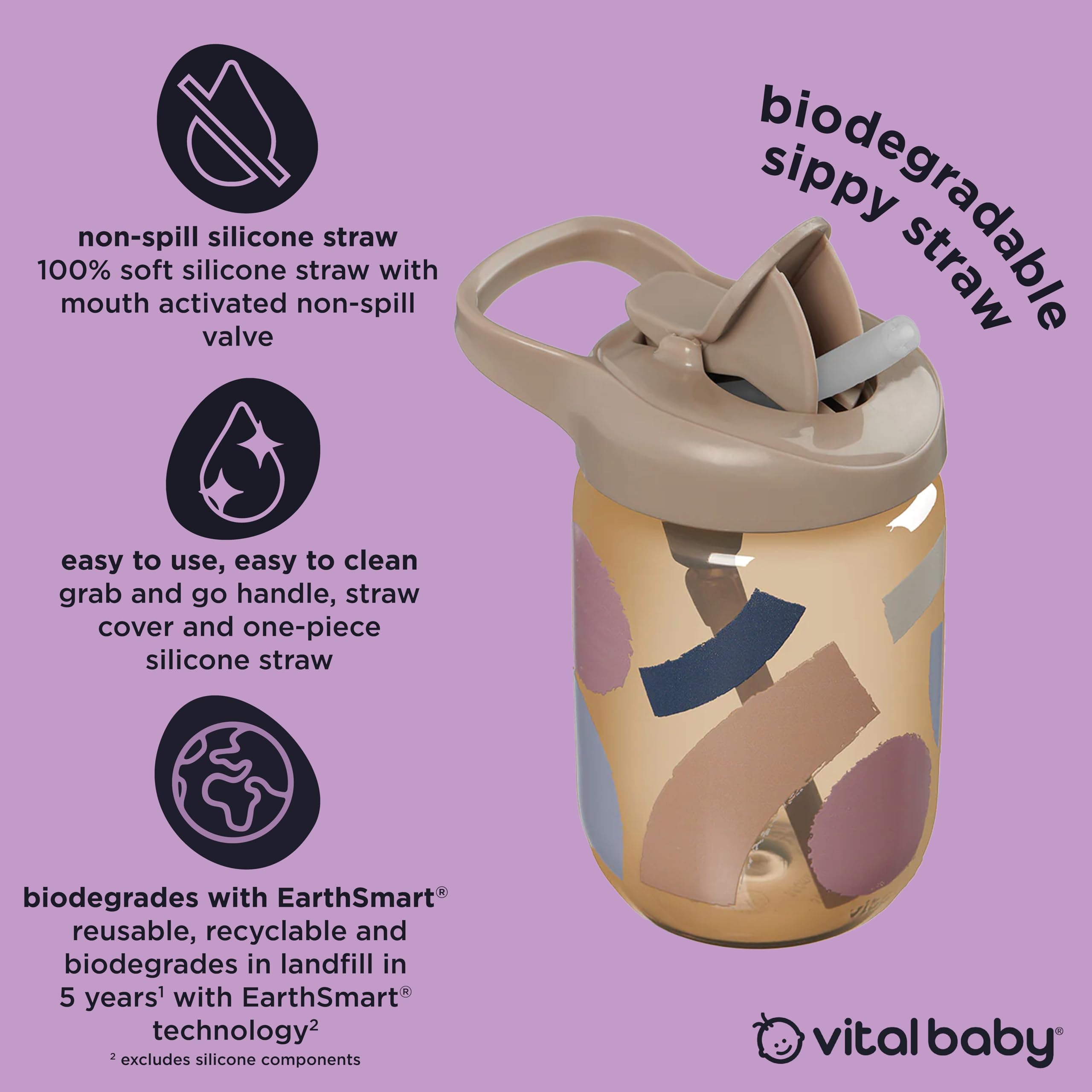 Vital Baby Hydrate Sippy Straw Cup for Toddlers 12m+ 350ml, Non-Spill Silicone Straw, EarthSmart Biodegradable - Image 3
