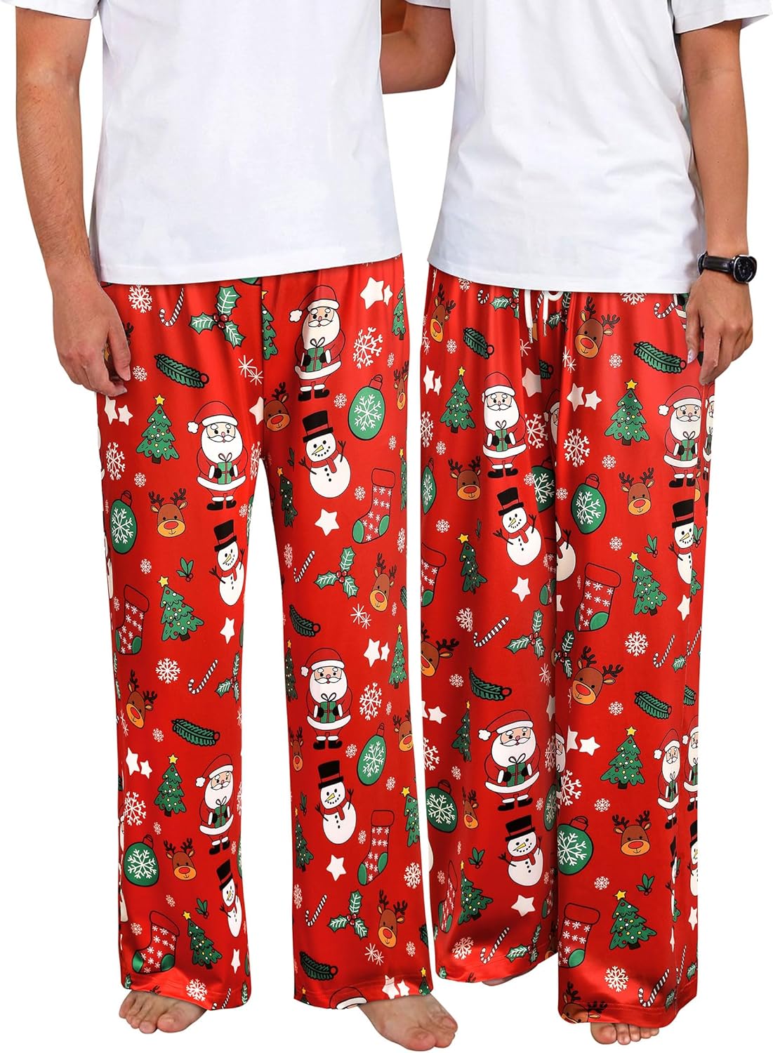 Christmas Pajama Pants Sleep Lounge Pjs Bottoms with Pockets Red M