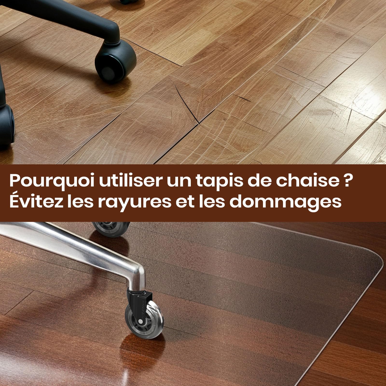 COSYLAND Tapis Chaise de Bureau Effet Givré 90x120cm Antidérapant Protège-Parquet