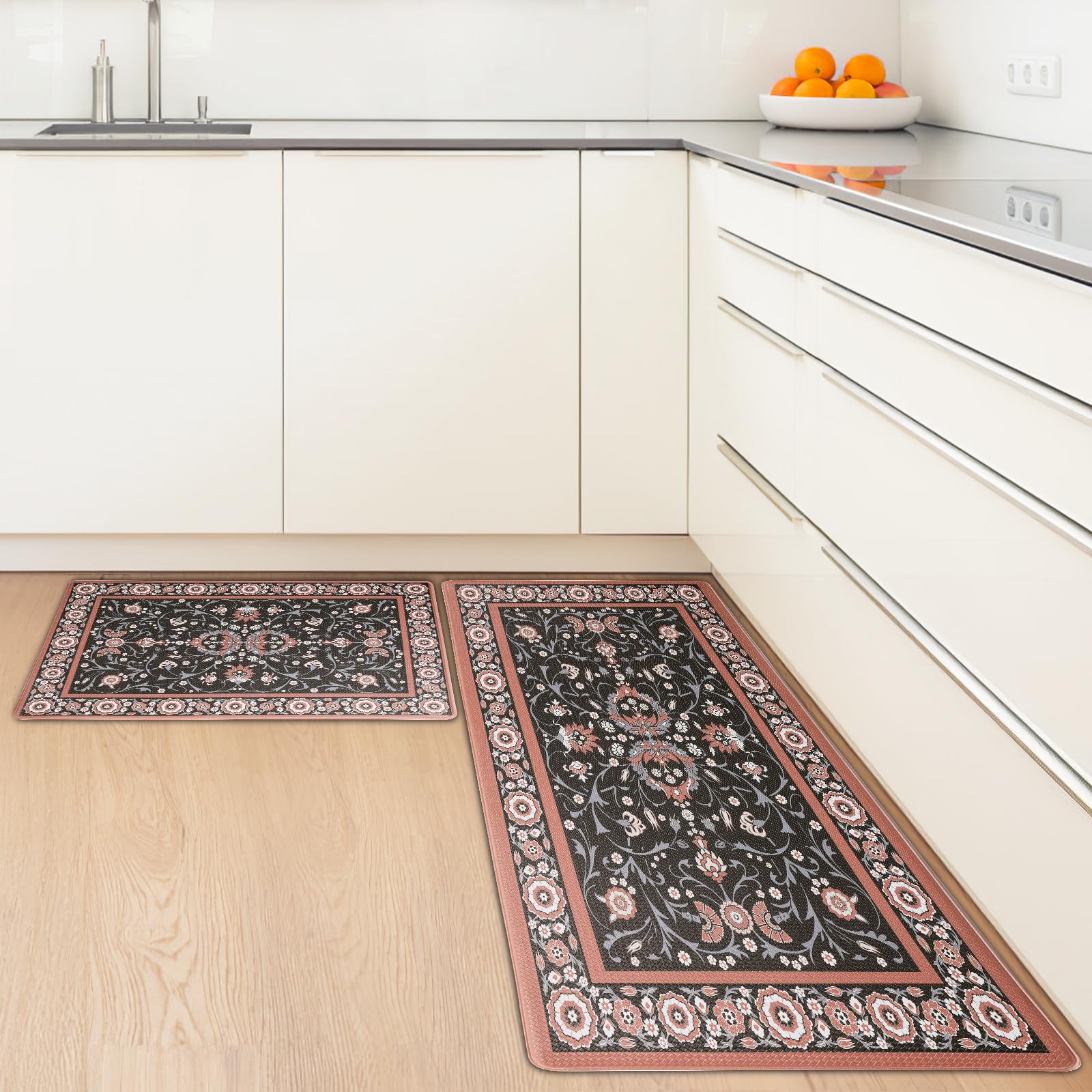 Photo 1 of Anti Fatigue Kitchen Mats for Floor 2 Piece, Washable Kitchen Rugs and Mats Anti Fatigue Floor Mat?Kitchen Rugs Non Slip Waterproof Kitchen Mat Set, Kitchen Standing Mats for Kitchen, Sink, Laundry 17.3"x29.5"+17.3"x47" Red Black