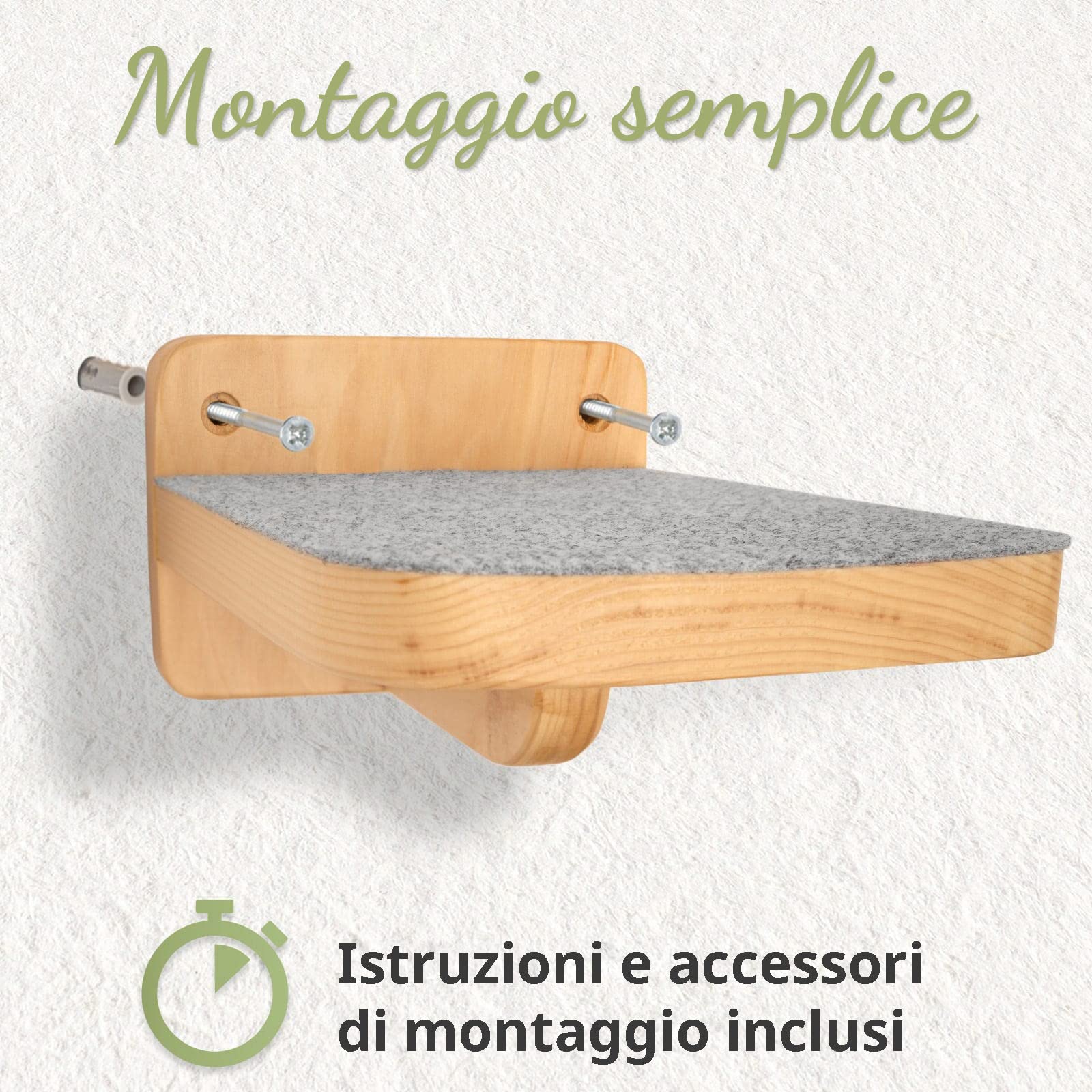 WOOWOOD® Set da 3 Scale per Gatti, Parete da Arrampicata per Gatti, Taglia M