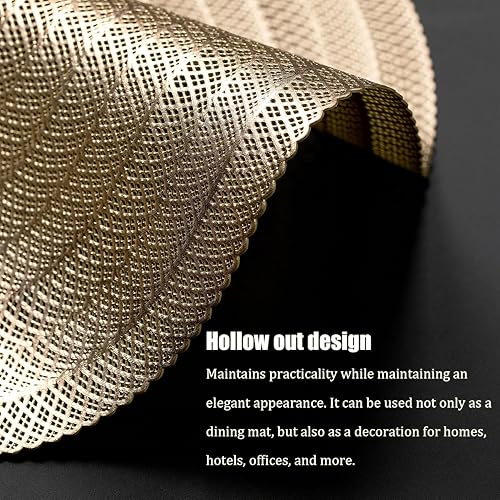 Miniatura 10 de Crisjanggo Juego de 6 manteles individuales redondos de vinilo con flores huecas, impermeables, decorativos, redondos, para mesas de cocina,