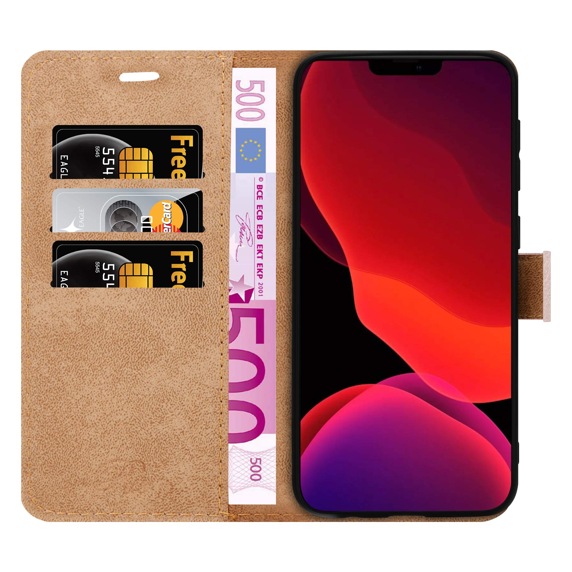 Custodia A Portafoglio In Pelle Per IPhone 12/12 Pro, Blu, Con Slot Per Carte E Supporto Integrato, Chiusura Magnetica, Antiurto