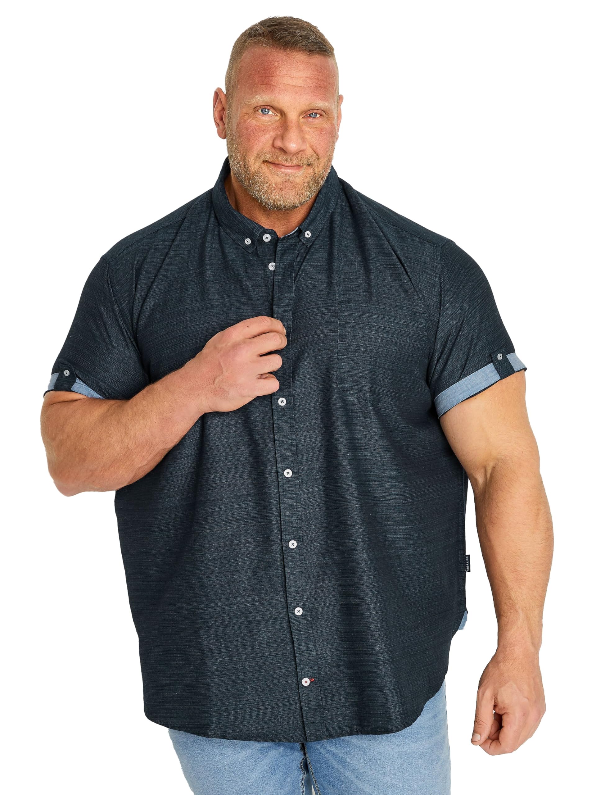 BadRhino Big & Tall Navy Slub Shirt - Men's - Plus Size Curve