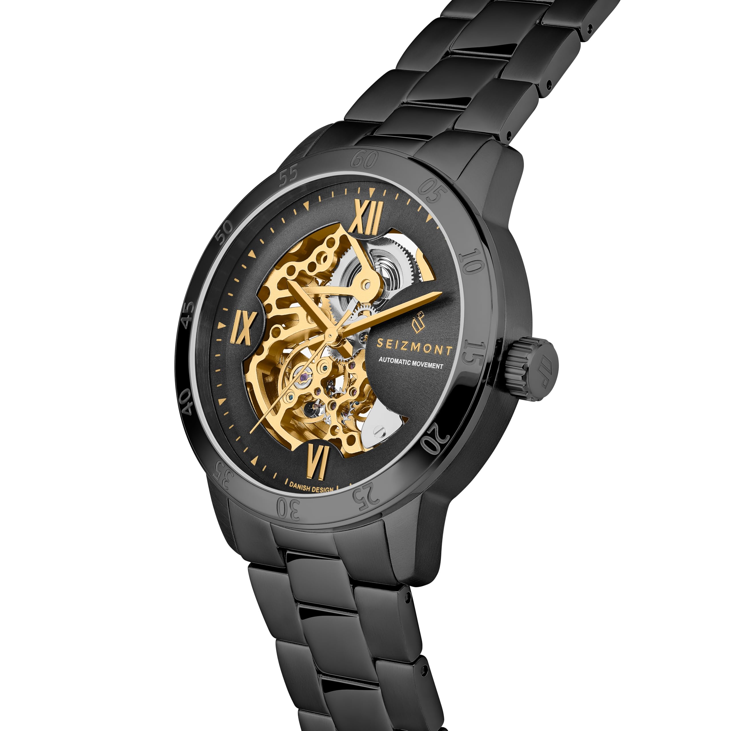 Herrenuhr – Herren Armbanduhr Automatik – Gunmetal-graue Skelettuhr – 316L Edelstahl & Saphirglas