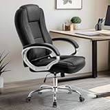 NEO CHAIR Office Desk Ergonomic Gaming Chair High Back Adjustable Computer Chair with Wheels and Lumbar Support Comfy Leather Executive Swivel &lpar;Jet Black&rpar;