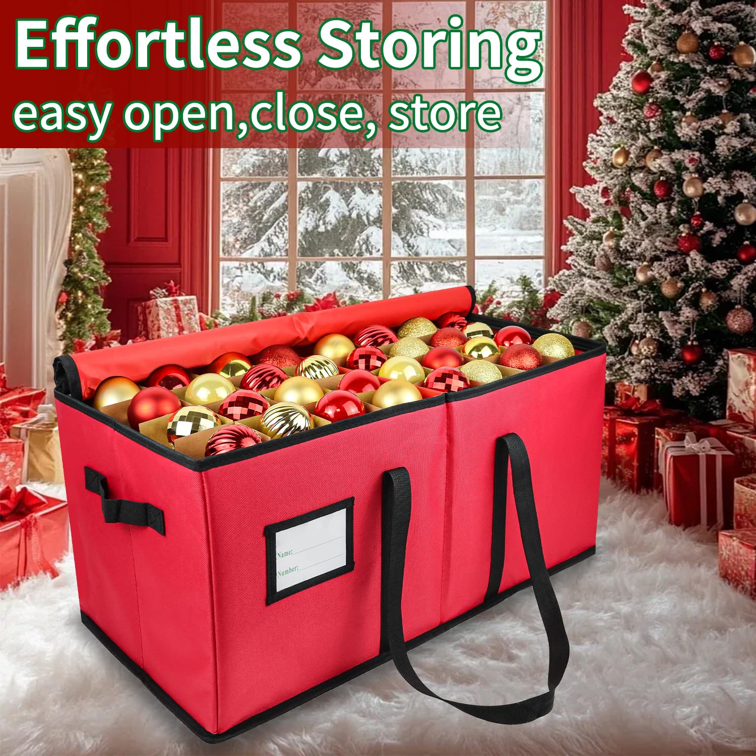 Mu Mianhua Aufbewahrungsbox für Weihnachtskugeln mit Trennwänden, 128 Fächer, Weihnachtsschmuck, Aufbewahrungsbox, 600D Oxford, Weihnachtsdekorationen, Aufbewahrungstasche