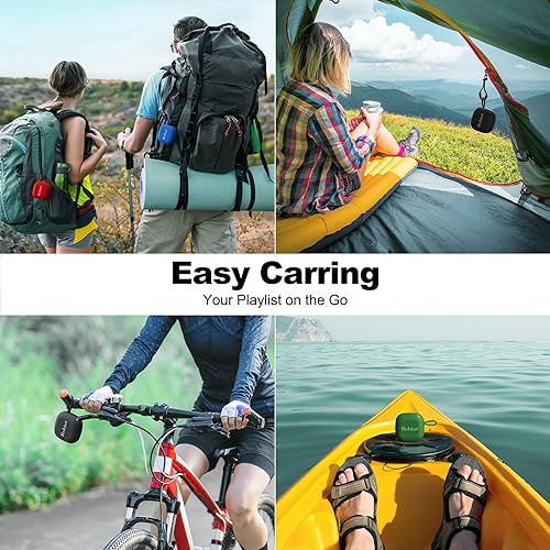 Miniatura 7 de Bobtot Altavoces Bluetooth portátiles, mini altavoz inalámbrico IPX7 impermeable con tiempo de reproducción de 16 horas, sonido estéreo fuerte, TWS,