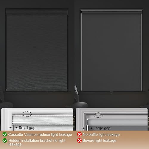 Miniatura 4 de Persianas enrollables opacas sin cordones para ventanas, con cenefa de casete, cortinas de ventana de jacquard a rayas para dormitorio, tela con