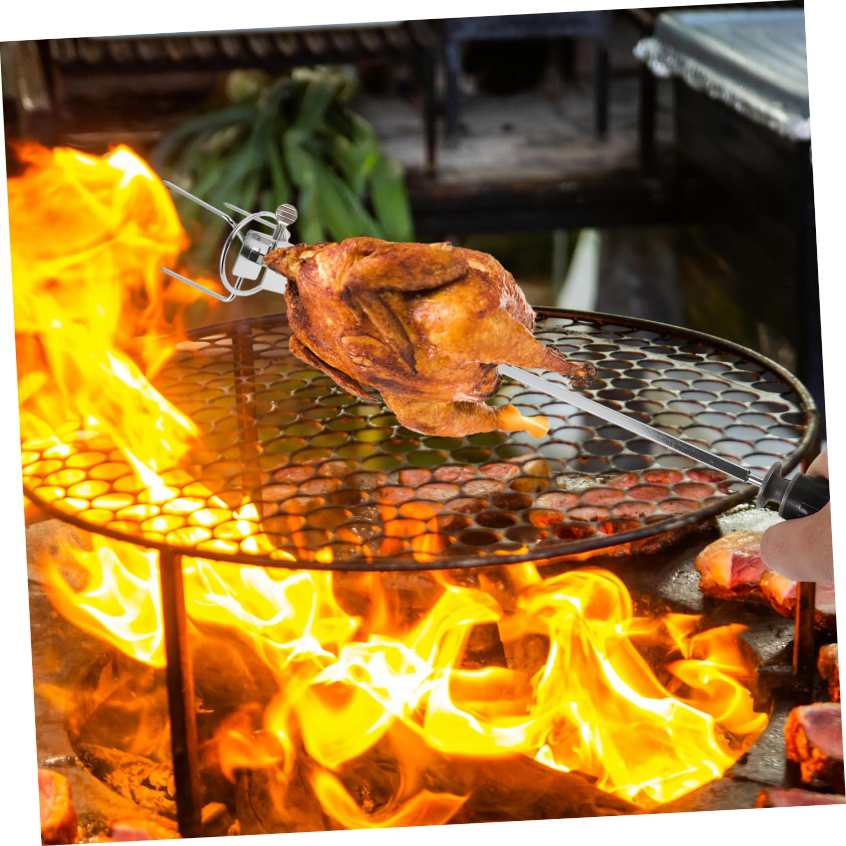 BESTonZON 2sets Forchette Per Arrosto Inossidabile Forchette Rotanti Per Bbq Accessori Per Friggitrice Ad Facili e Resistenti