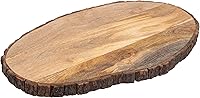 GoCraft Mango Wood Live Edge Cutting Board with Tree Bark Rim - Oval 17x10 Charcuterie Platter, Chopping & Serving Board
