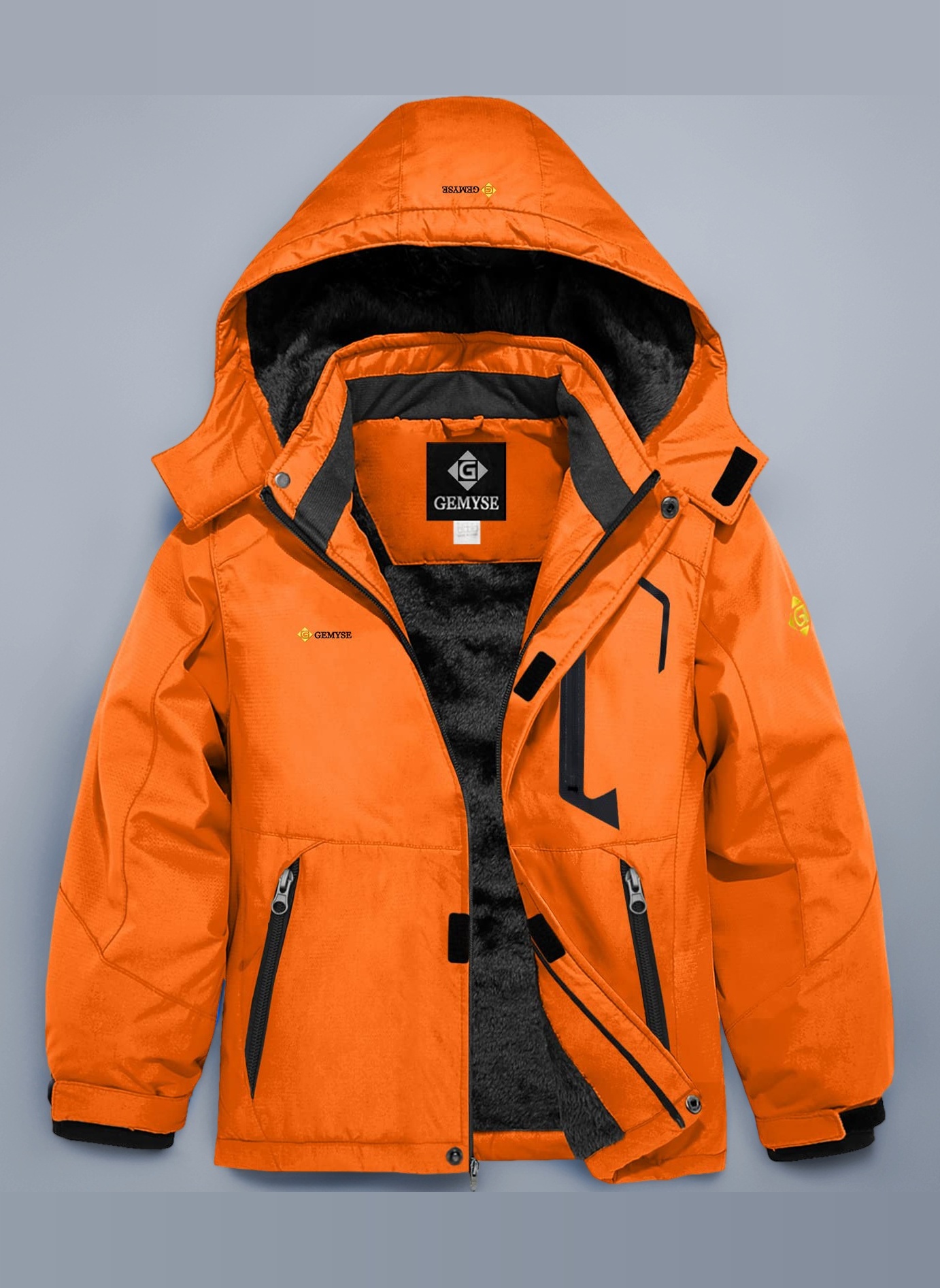 GEMYSE Boy's Winter Waterproof Ski Jacket Mountain Windproof Fleece Coat with Hood