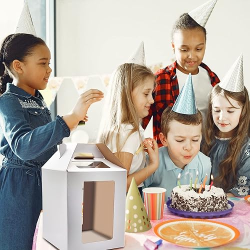 Miniatura 6 de KBG Cajas para pasteles de 10 x 10 x 12 y 12 x 12 x 14 pulgadas con ventana, caja alta para tartas de nivel para bodas, cumpleaños, transporte, caja