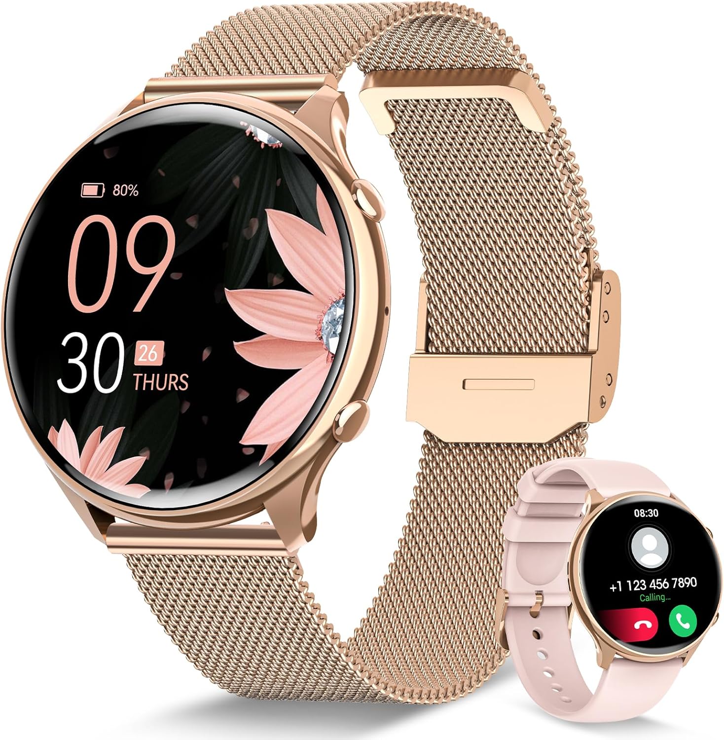 RUXINGX Smartwatch Donna con Chiamate Whatsapp, 1,39 HD Schermo Orologio Smartwatch con Monitoraggio Ciclo/120 Sport/24H Cardiofrequenzimetro/SpO2/Sonno, Fitness Tracker IP68 per iOS Android Oro Rosa RUXINGX Smartwatch Donna con Chiamate Whatsapp, 1,39 HD Schermo Orologio Smartwatch con Monitoraggio Ciclo/120 Sport/24H Cardiofrequenzimetro/SpO2/Sonno, Fitness Tracker IP68 per iOS Android Oro Rosa