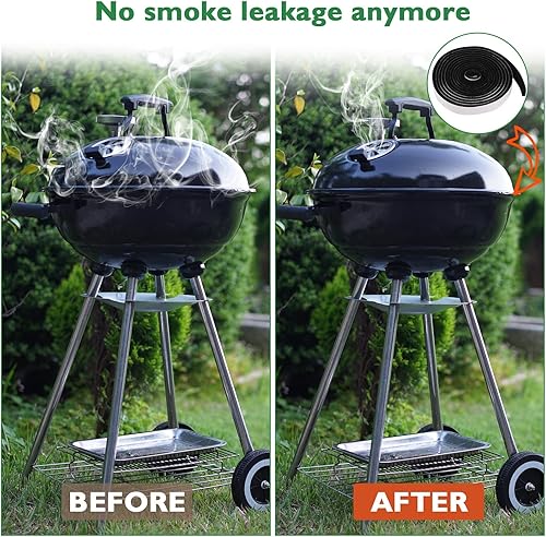 Miniatura 4 de Junta para ahumador, cinta autoadhesiva para ahumador de barbacoa de 15 pies de largo, junta de parrilla de sellado de alta temperatura de 12 x 18