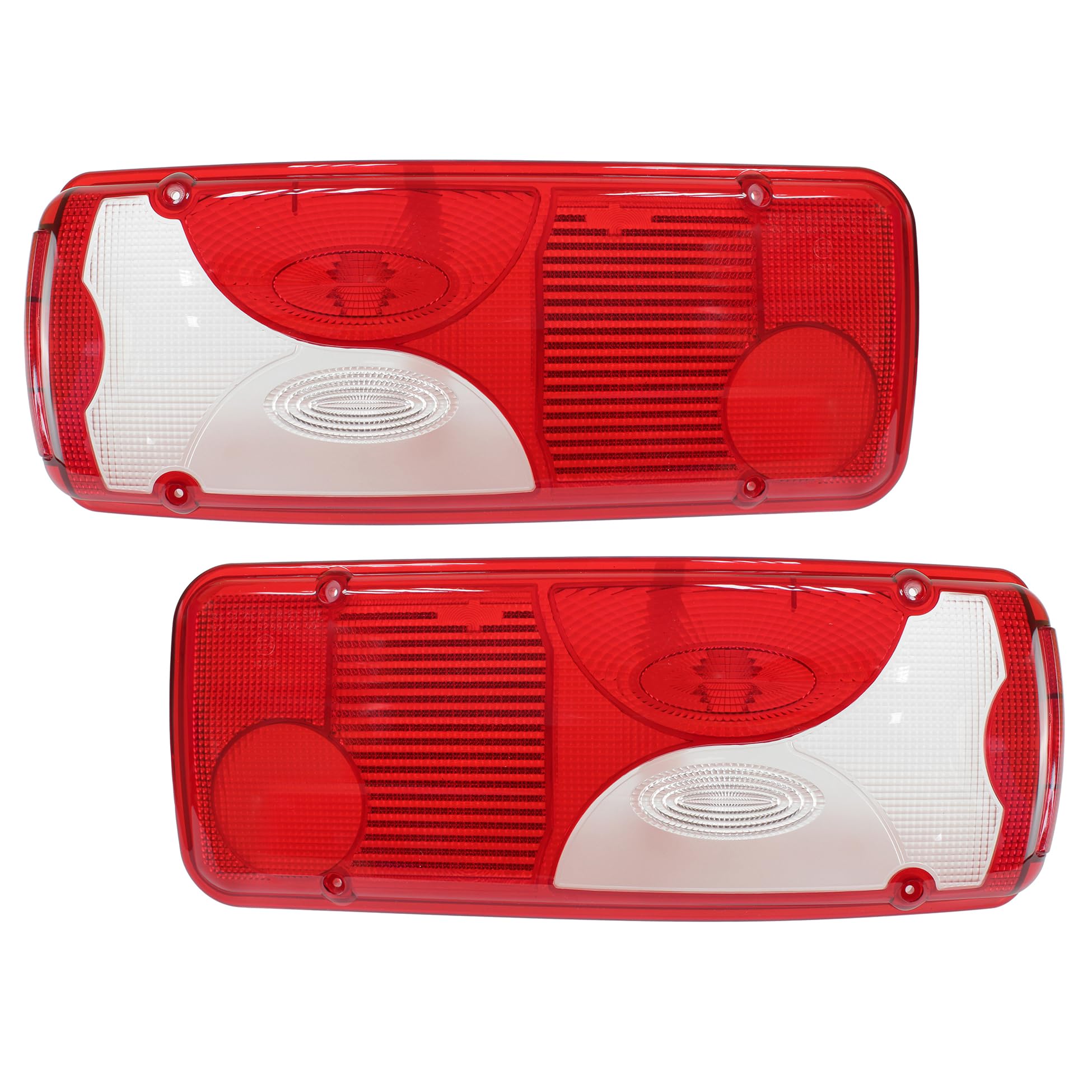 Generisch 2 lenti in vetro bianco, vetro di ricambio per fanale posteriore sinistro/destro per camion/Scania/Crafter/Sprinter/MAN - Vetro per fanale posteriore con marcatura CE - Rosso/Bianco
