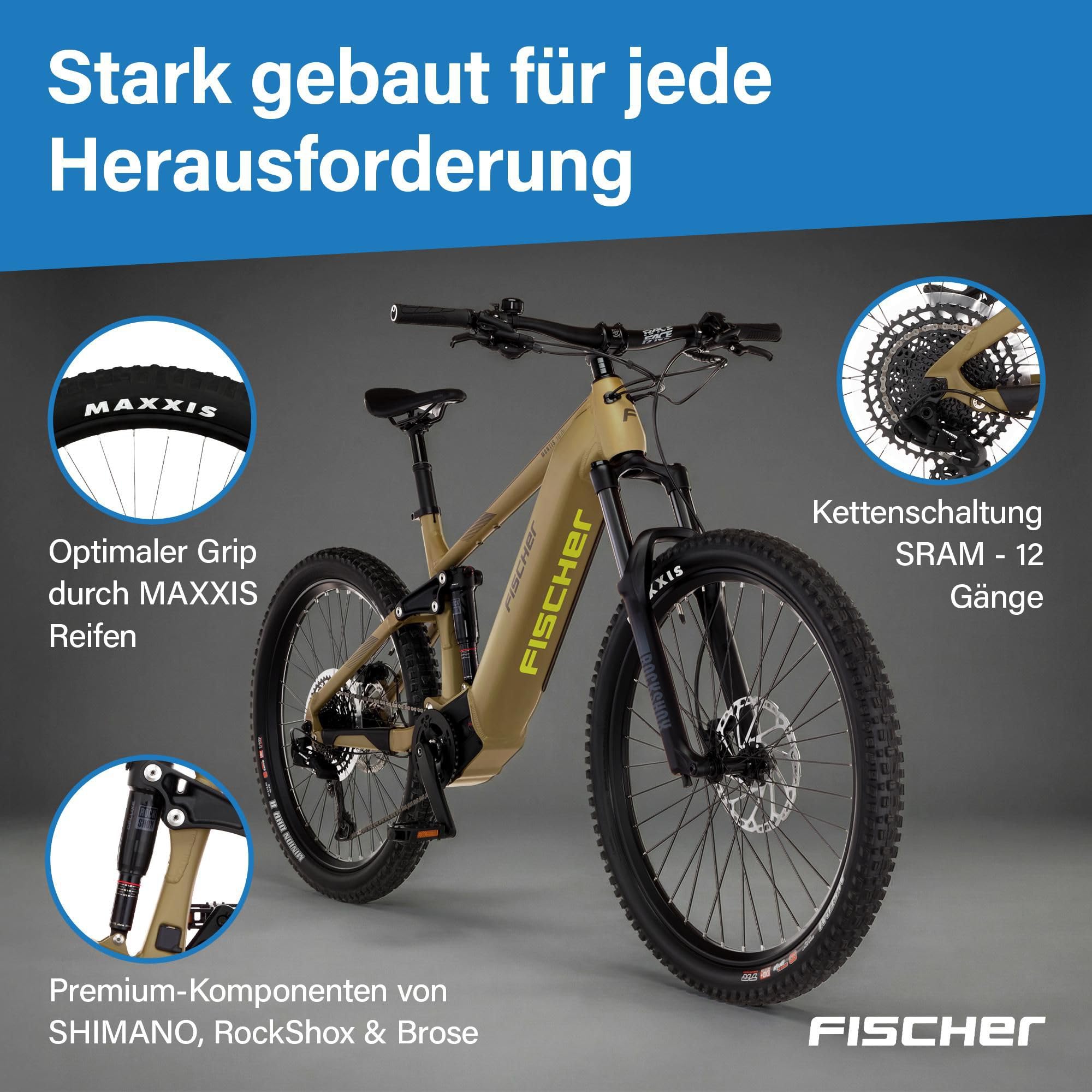 Fischer E-Bike MTB Montis 10.0i Ultimate Elektrofahrrad für Damen und Herren, RH 46, Mittelmotor 90 Nm, 36 V Akku