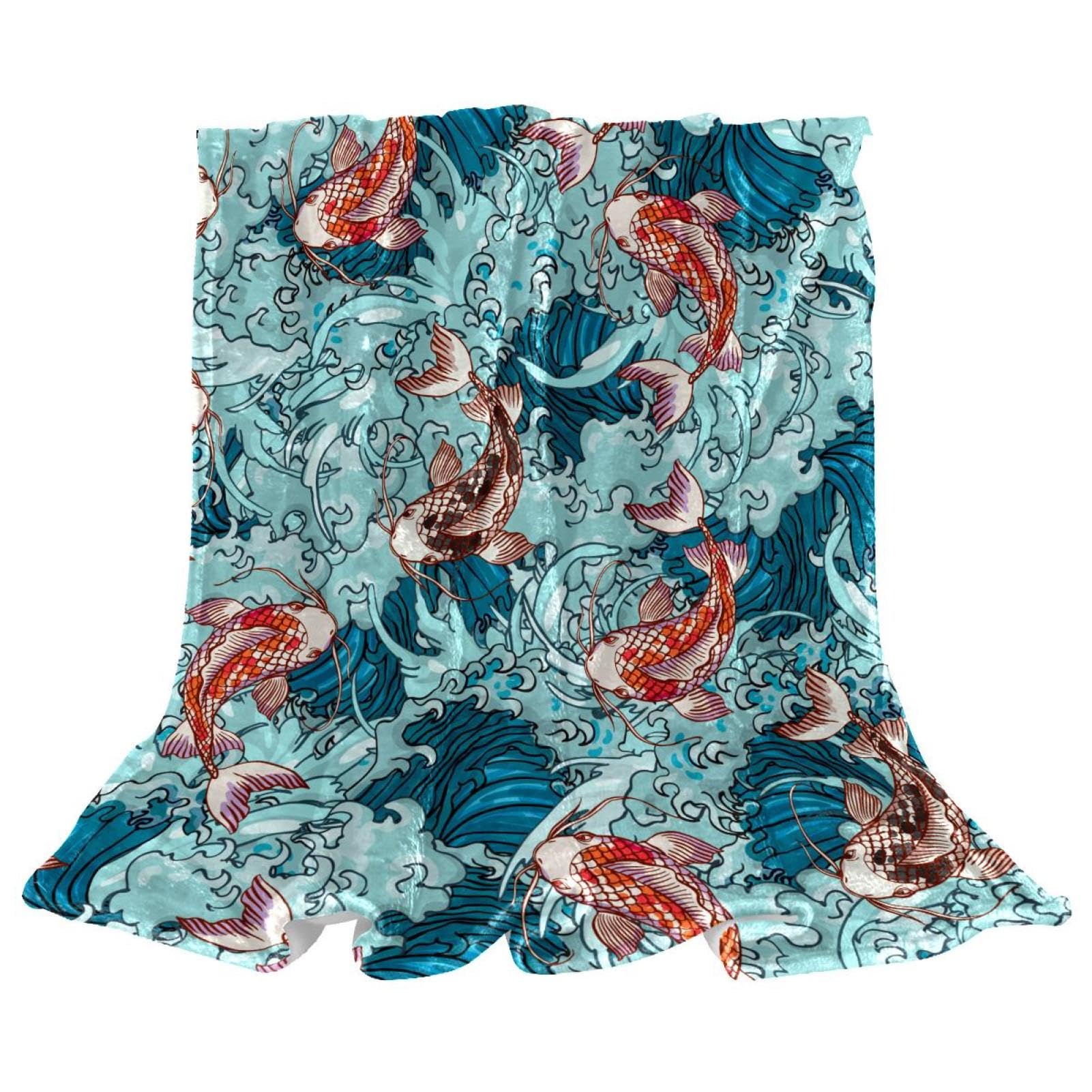 Couverture polaire carpe 150x100cm jeté de canapé microfibre chaude