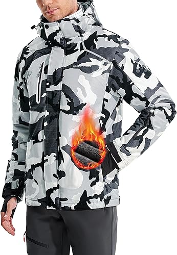 Heathyoga Chaqueta de esquí impermeable para hombre, chaqueta de snowboard para hombre, chaqueta de nieve, chaquetas de esquí, chaquetas de