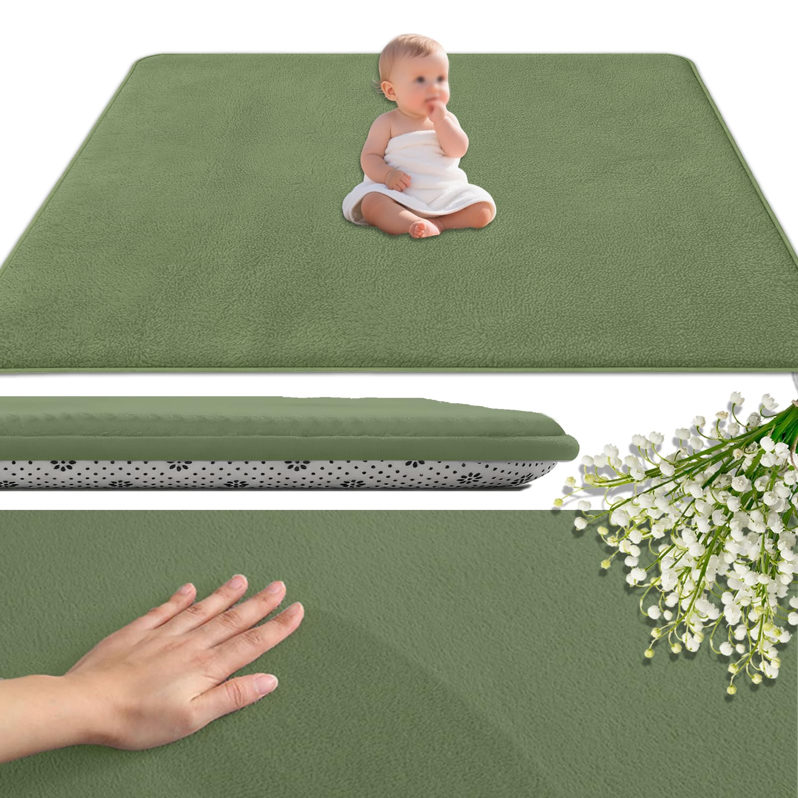 Antypoślizgowy wyściełany dywanik dla dzieci Zmywalny 100 x 100 cm Mata dla dziecka 3 cm Wypełniona gąbką z powierzchnią, Gry Mata dla niemowląt Podłoga Dzieci Do Pokoju Dziecięcego Tatami