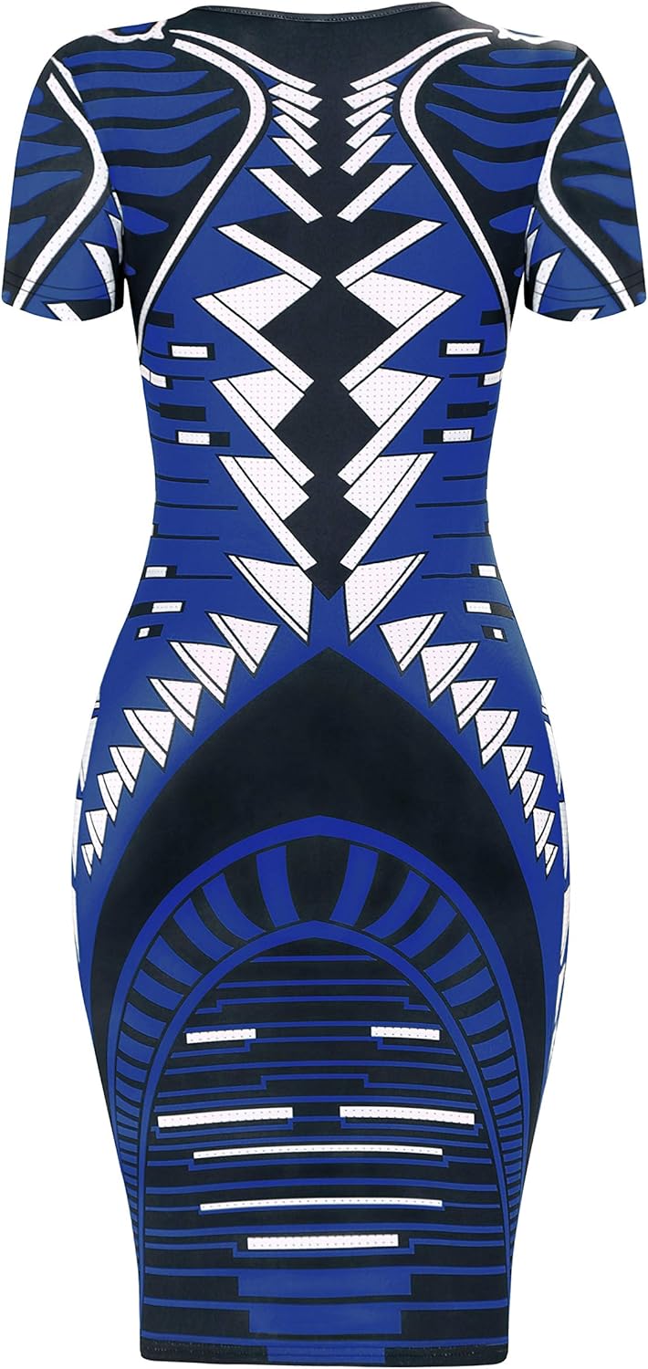 Bodycon Dresses for Women - Unique Patterns Pencil Midi Dresses Small New Deep Blue