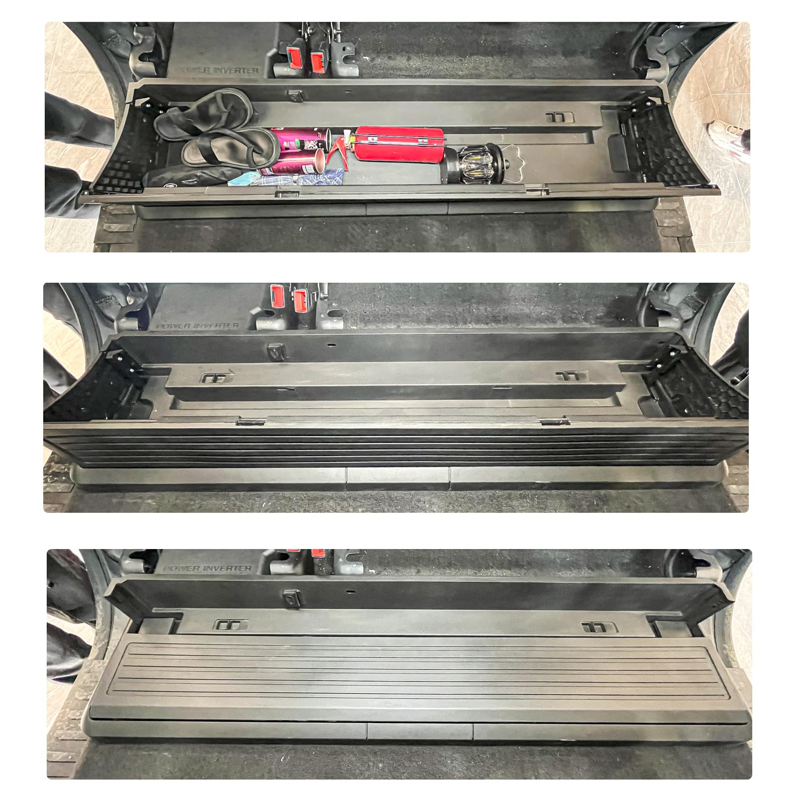 ANTS PART Upgraded Folding Under Rear Seat Storage Box for 2015-2024 Ford F150 Under Seat Cargo Storage Box