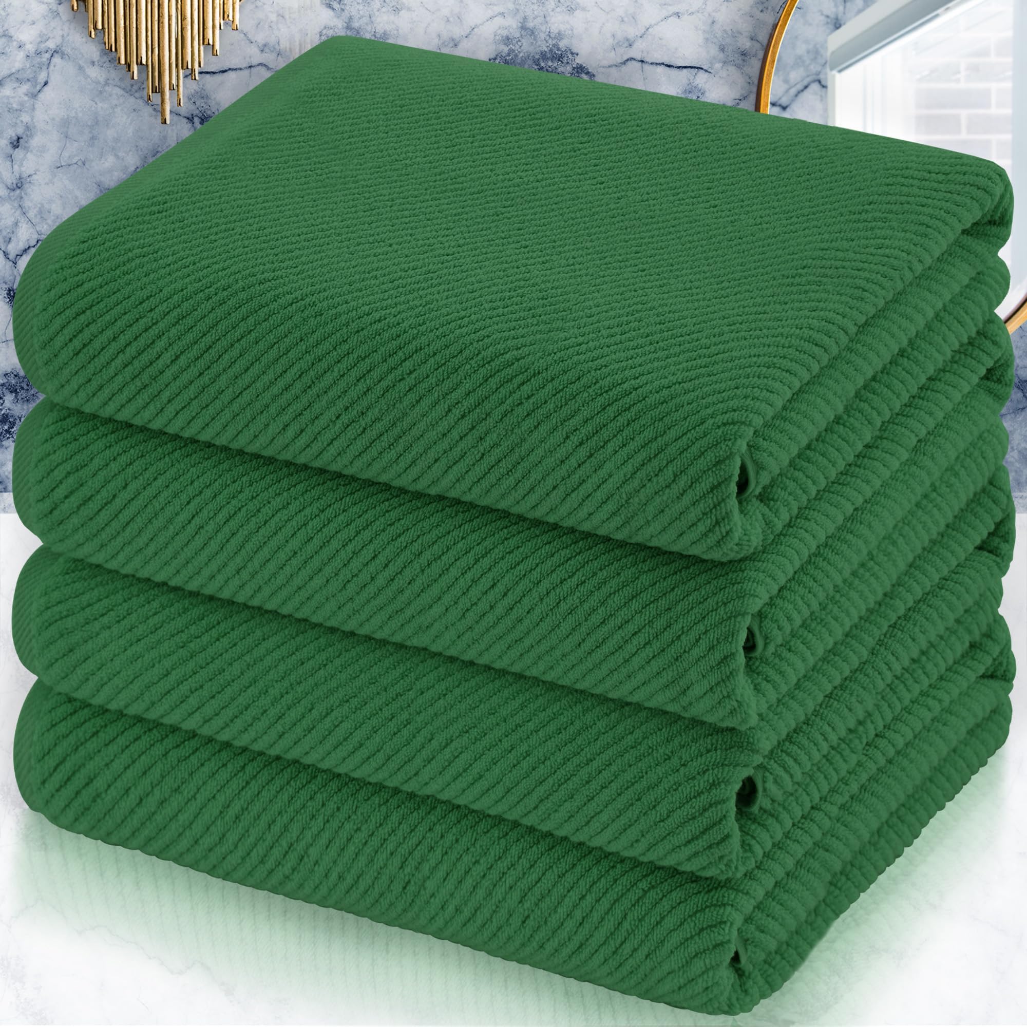 VOOVA MOVAS Hunter Green Bath Towels Bath Towels Set of 4 Large 30x56 - 100 Cotton Quick Dry
