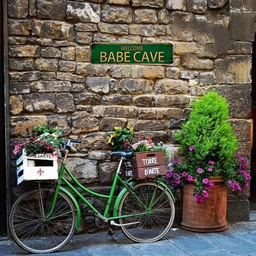 Miniatura 2 de Letrero de metal vintage con texto en inglés "WELCOME BABE CAVE" de 4 x 16 pulgadas, letrero de calle para el hogar, restaurante, bar, cafetería,