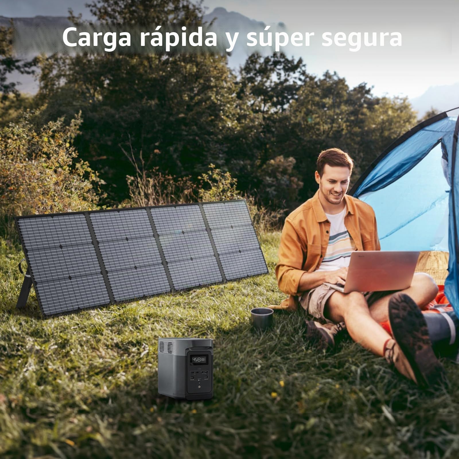 Panel solar portátil 220W, IP67 impermeable 40V monocristalino Panel solar plegable Ahorro de energía, Kit cargador solar duradero para estación de energía RV Camping Off Grid Pesca