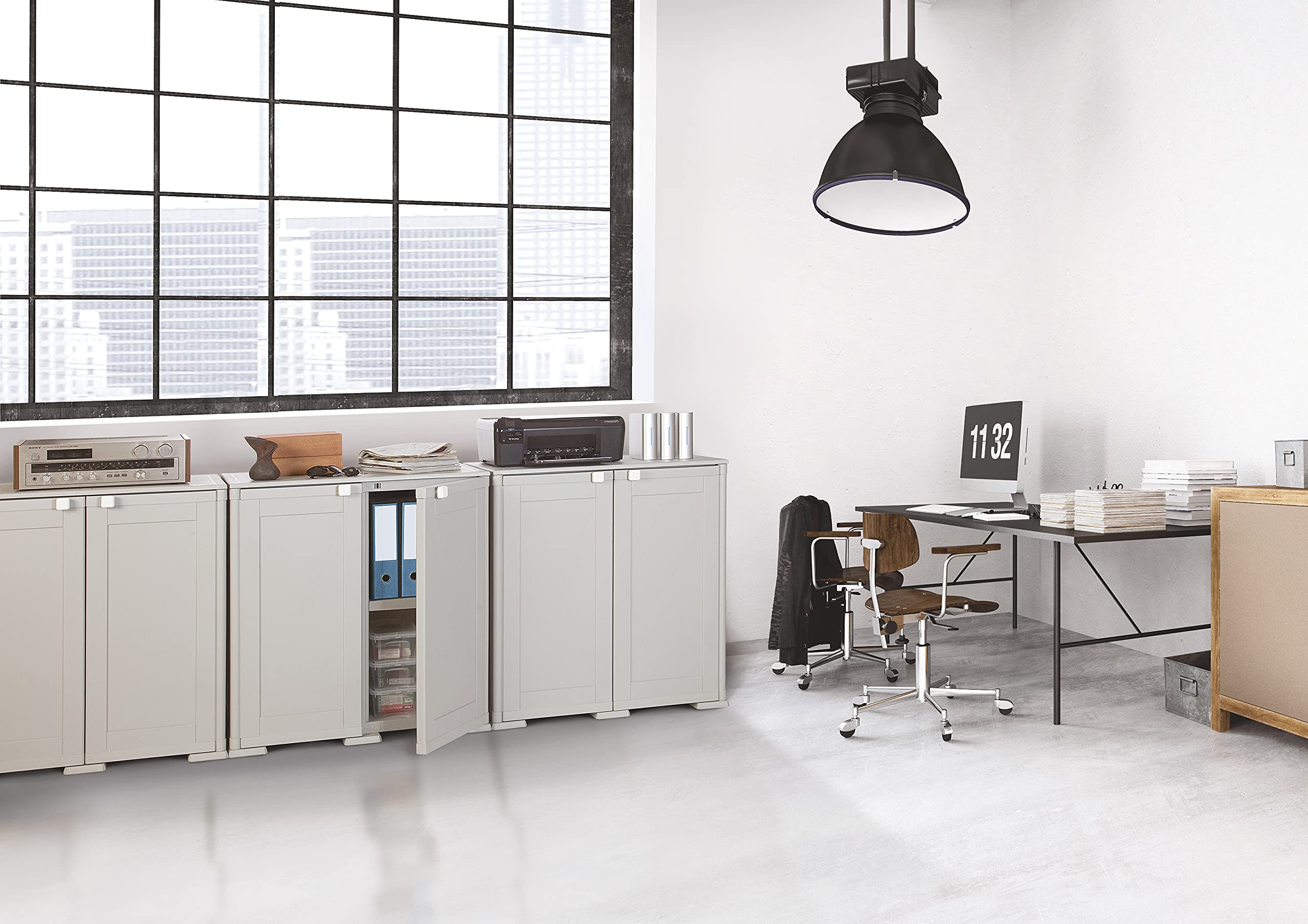 Tontarelli S.p.A. PORTASCOPE SIMPLEX con 1 RIPIANO Panna Mobile Contenitore, 79X43XH164CM