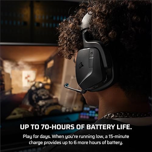 Miniatura 6 de Corsair Void v2 - Auriculares inalámbricos para juegos con Bluetooth para PC, PS5, PS4, Switch, móvil, Dolby Atmos, batería de 70 horas, doble