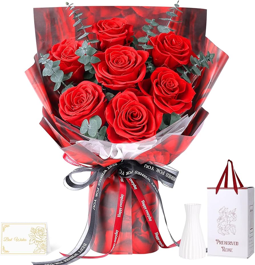 Amazon|プリザーブドフラワー 赤色 7本薔薇 香りあり 花瓶付き 枯れ Amazon|プリザーブドフラワー 赤色 7本薔薇 香りあり 花瓶付き 枯れ