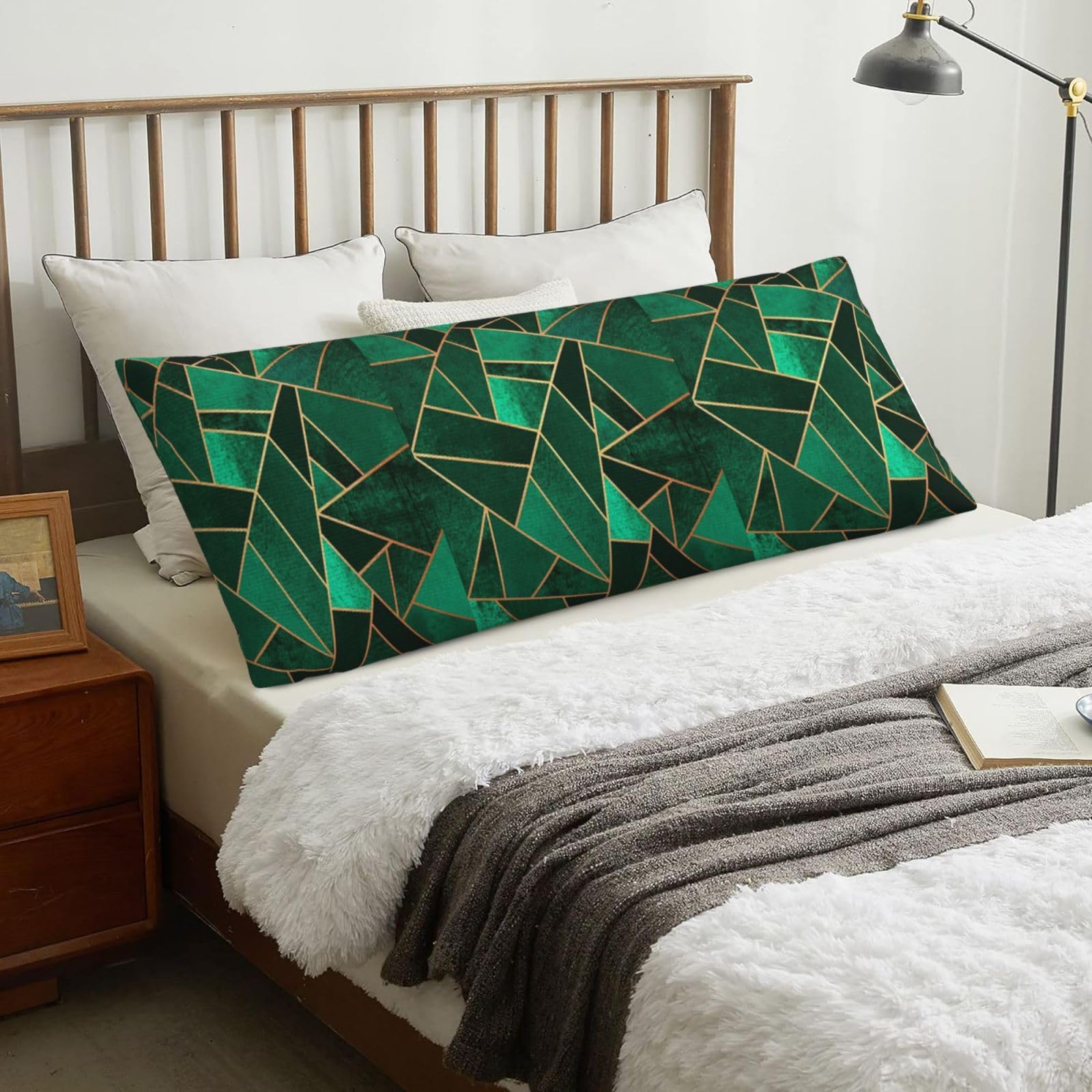 Emerald And Copper, Body Pillow Cover with Zipper,Long Body Pillowcase 20 x 60 in