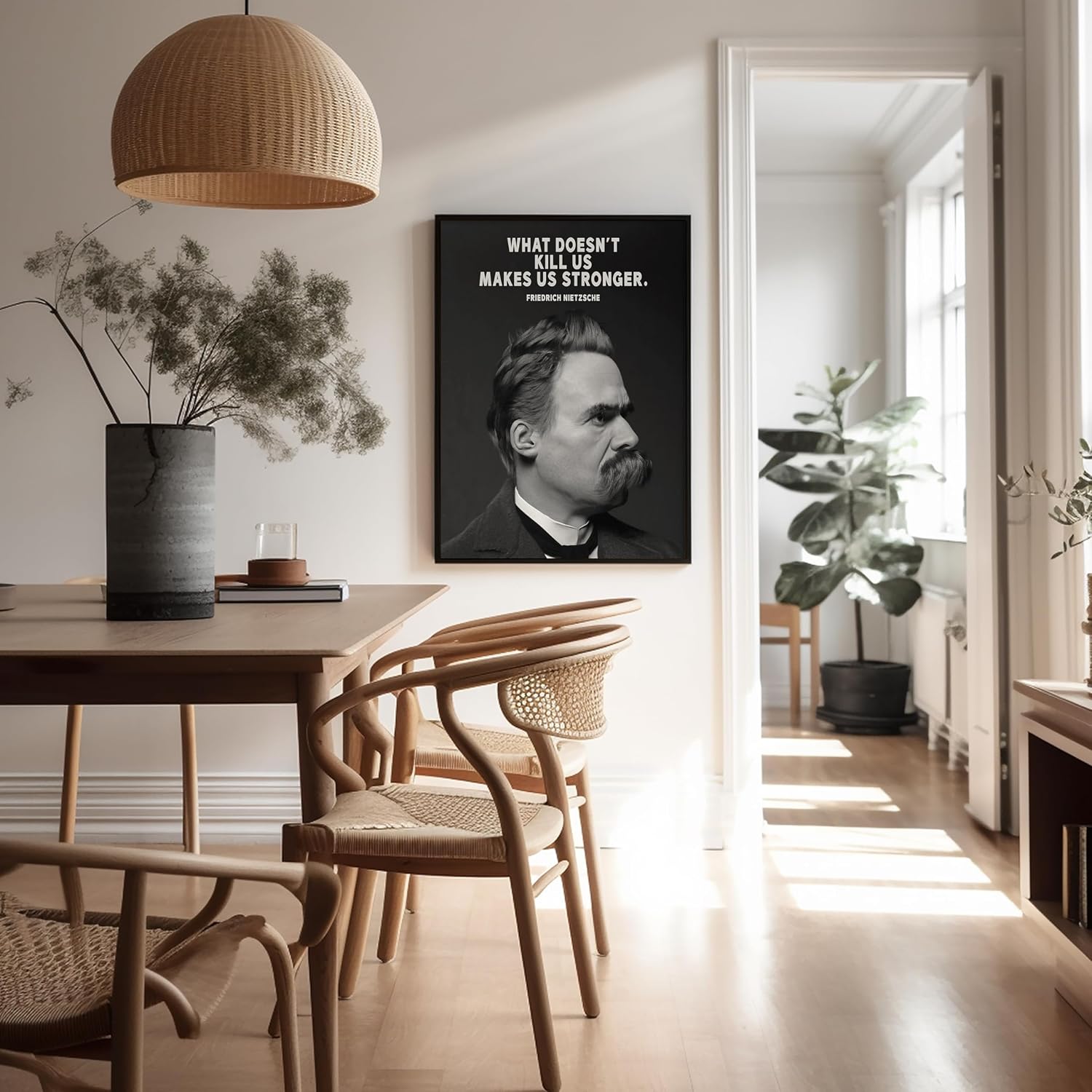 Poster Master Makes Us Stronger Poster - Friedrich Nietzsche Print - Motivational Art - Strength Quotes Art - Gift for Men & Women - Inspiring Decor for Living Room or Office - 8x10 UNFRAMED Wall Art